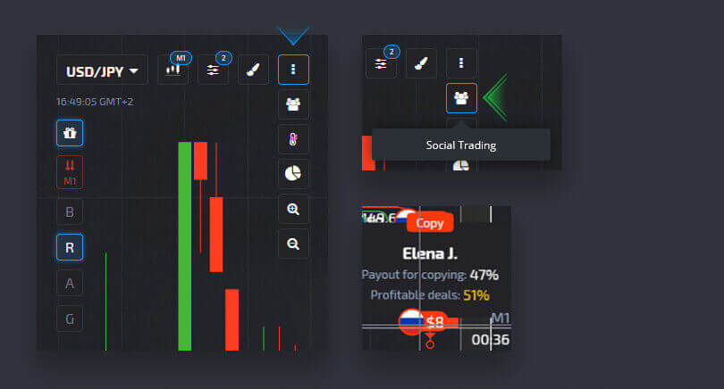 Guide Using the Settings at Pocket Option - Copy Trades of Other Users from the Chart