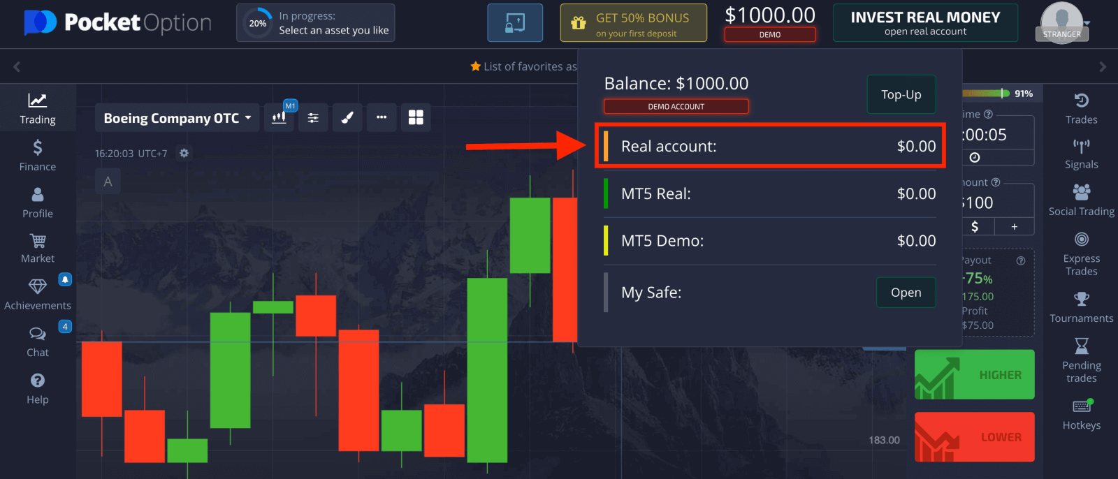 How to Register and start Trading with a Demo Account on Pocket Option